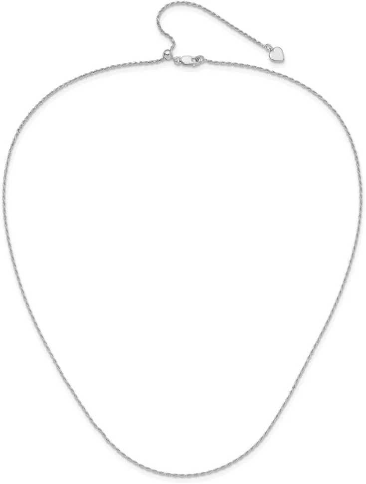 925 Sterling Silver Adjustable 1.2mm Diamond Cut Rope Chain Necklace