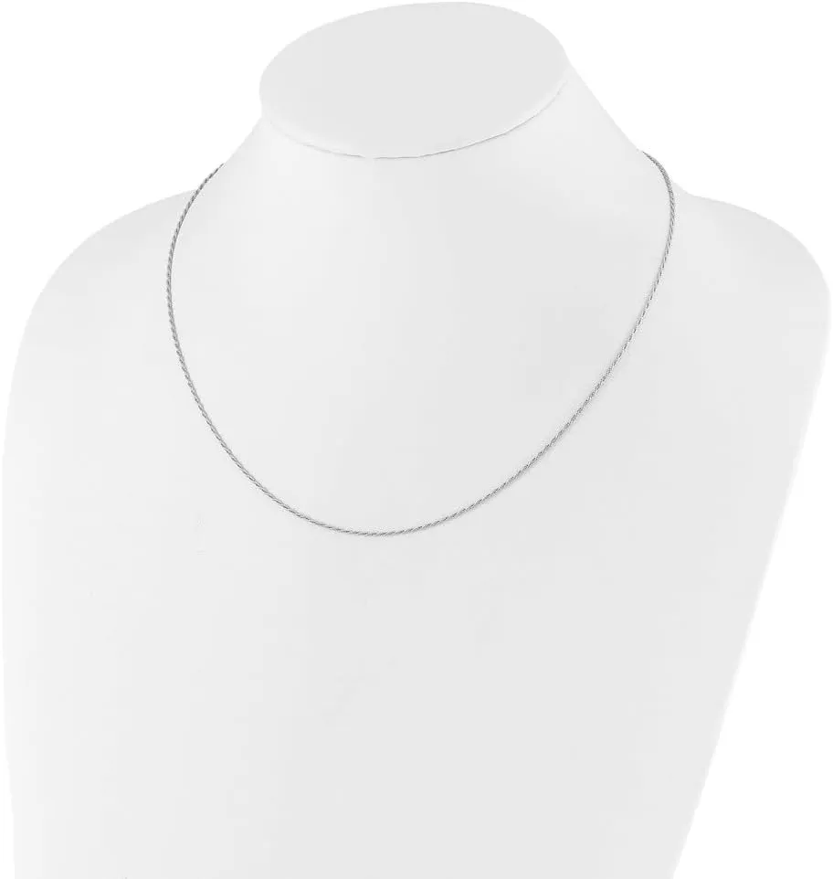 925 Sterling Silver Adjustable 1.2mm Diamond Cut Rope Chain Necklace