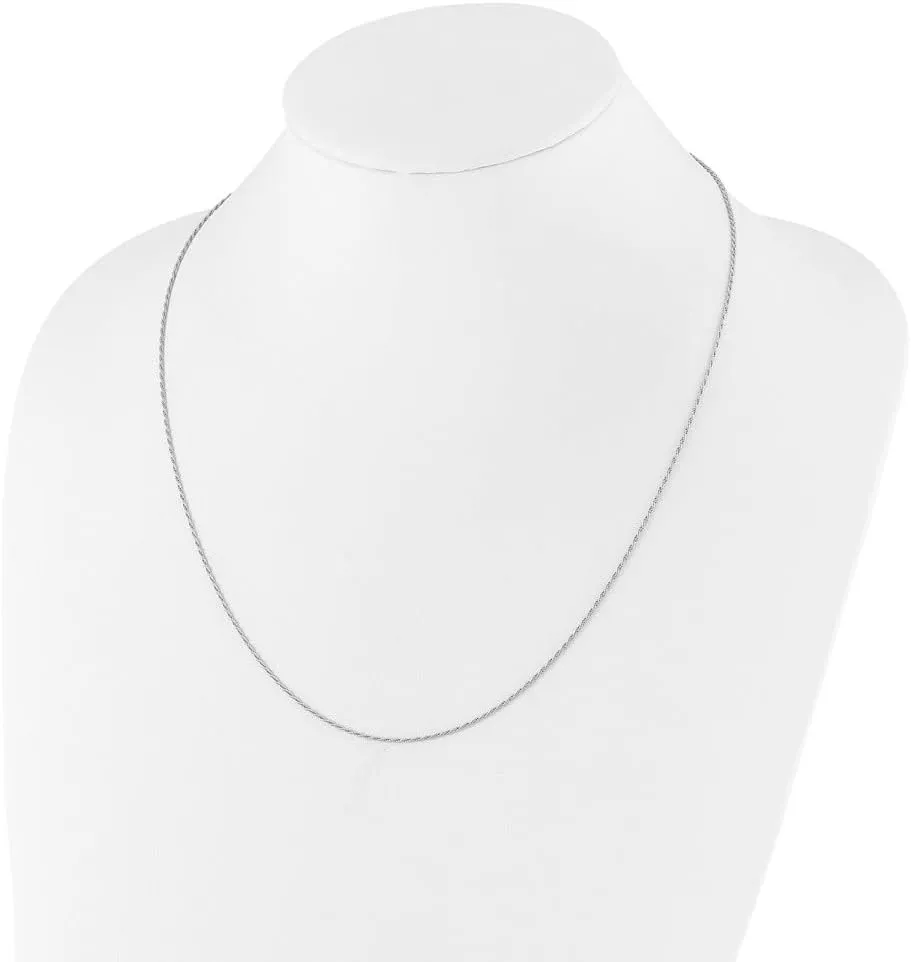 925 Sterling Silver Adjustable 1.2mm Diamond Cut Rope Chain Necklace