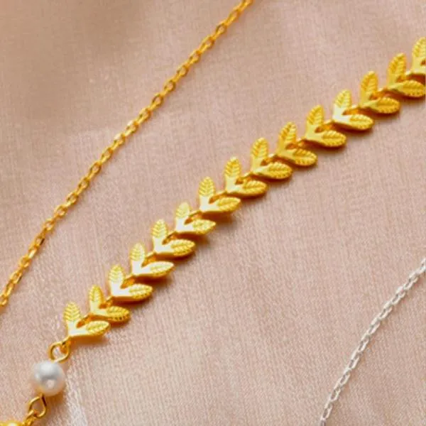 925 Sterling Silver Clavicle Chain Wheat Ear Tassel Pearl Necklace Women