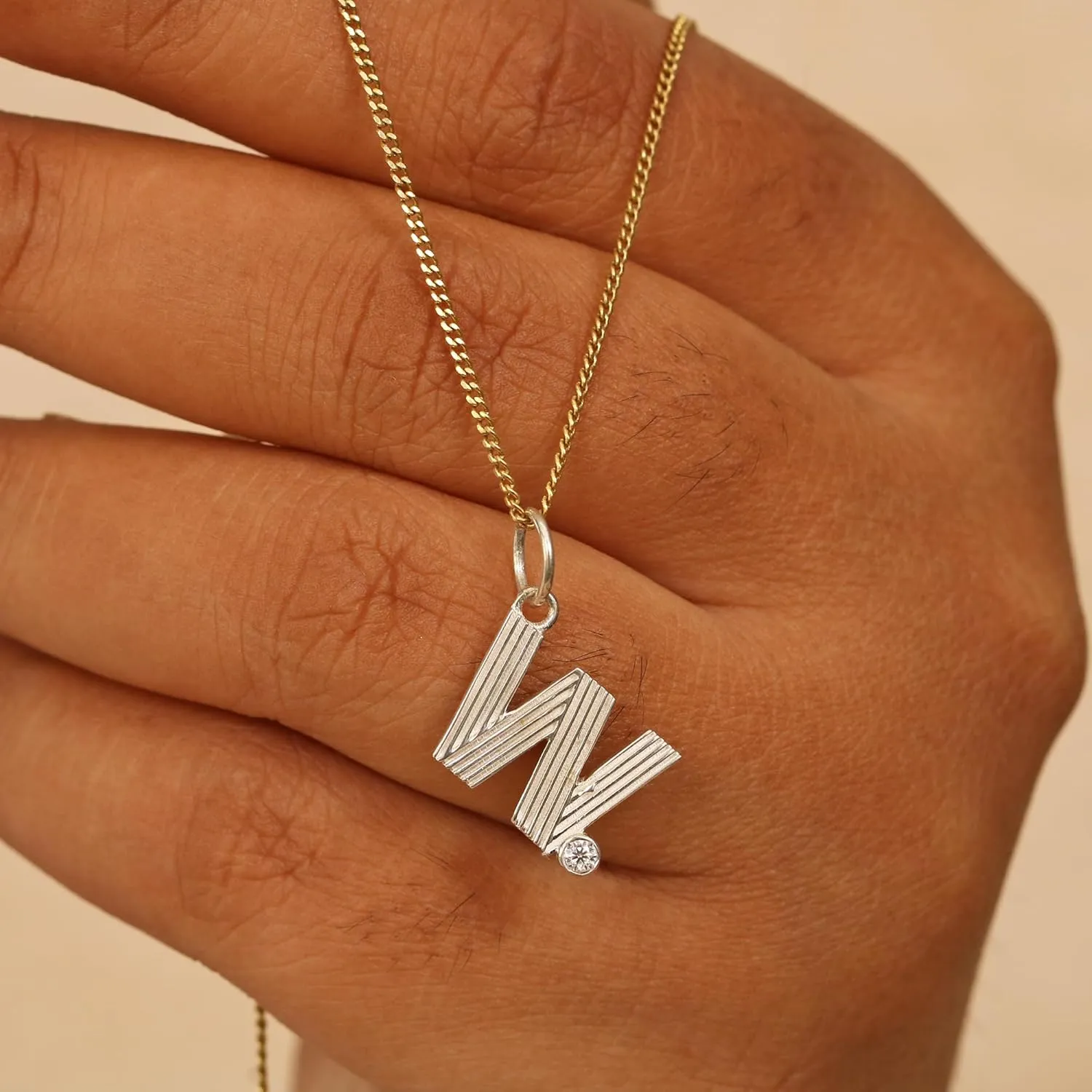 925 Sterling Silver Fluted Charm,Solitaire Cubic Zirconia Letter Charm,Initial Charm,Alphabet Charm Pendant,Personalized Charm,Silver Pendant For Necklace Fine Jewelry, Gold Plated 26 Letters Pendant, Personalized Jewelry