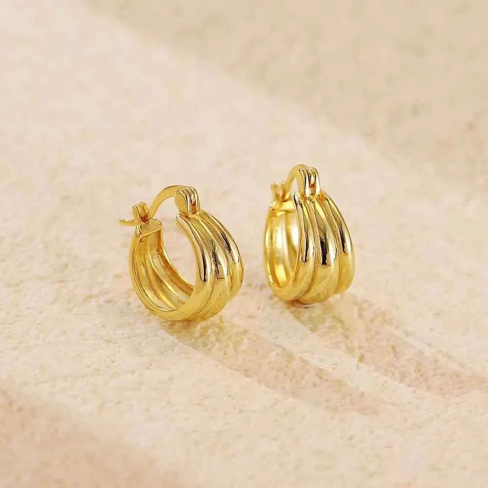 925 Sterling Silver Hoop Earrings Charm Jewelry - Glossy Plain Pattern - YH0501