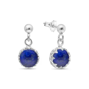 925 Sterling Silver Lapis Lazuli Earrings for Women - December Birthstone - Earrings Silver Dangle Post Earrings - Silver Drop Earrings for Women - Everyday Earrings - Minimalist Jewelry for Women