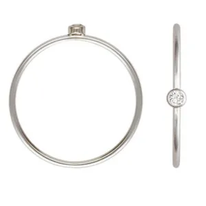 925 Sterling Silver Stacking Ring - Clear CZ Stone