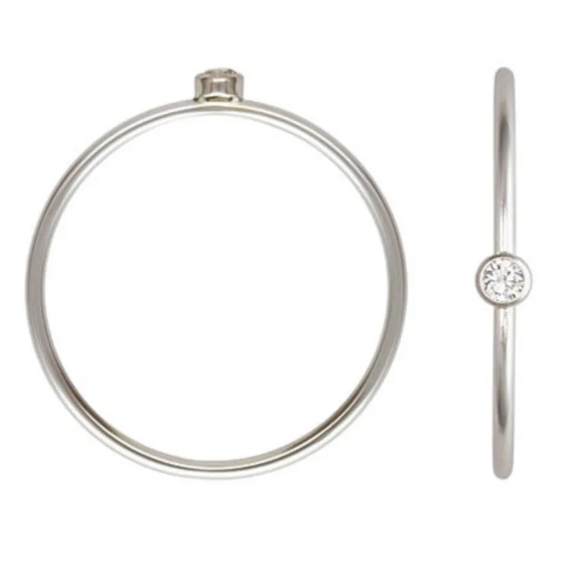 925 Sterling Silver Stacking Ring - Clear CZ Stone