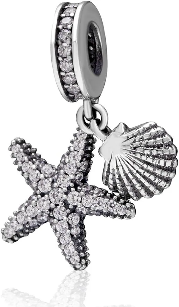 925 Sterling Silver Starfish Charm Shell Charm Ocean Sea Charm Animal Charm Star Charm Anniversary Charm for Pandora Charms Bracelet