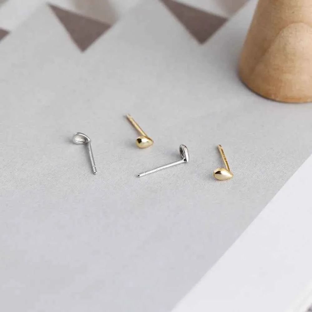 925 Sterling Silver Stud Earrings Charm Jewelry -  Mini Water Drop - MD379