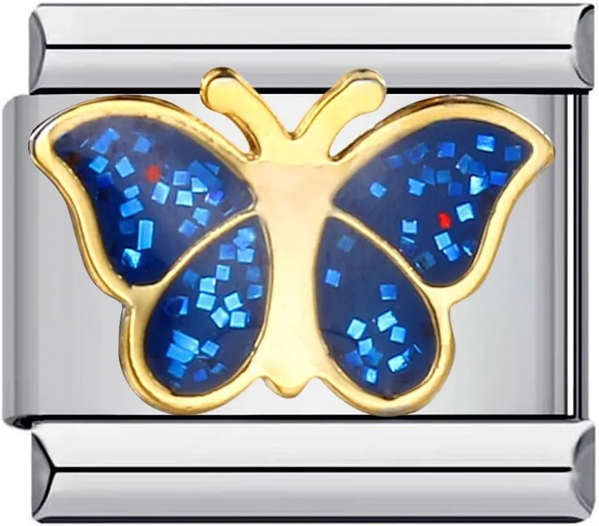 9mm Charm for Italian Charm Bracelet, Stainless Steel DIY Jewelry Chain Links,Butterfly