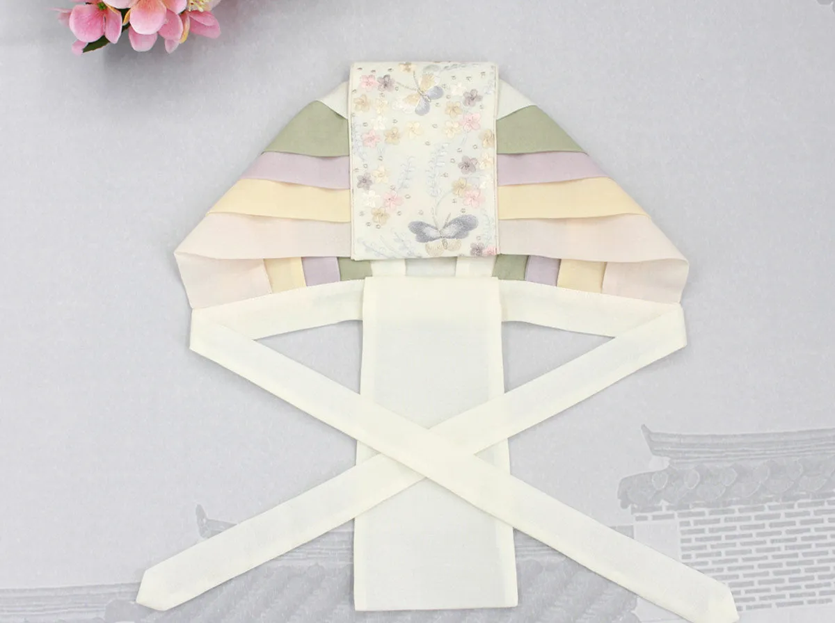 A colored stripe Flower Girls Hanbok Hat