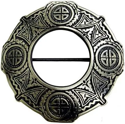 AAR Celtic Knot Antique Finish Fly Plaid Piper Brooch for 3" Diameter Kilt