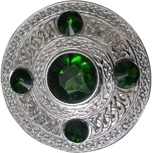 AAR Men's Celtic Kilt Fly Plaid Brooch 5 Stones Silver 4"/ Scottish/Highland