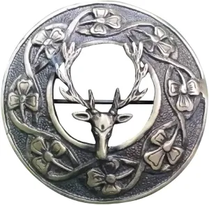 AAR Men,s Scottish Stag Head Kilt Brooch Fly Plaid Antique Finish 3" (7cm) diameter S