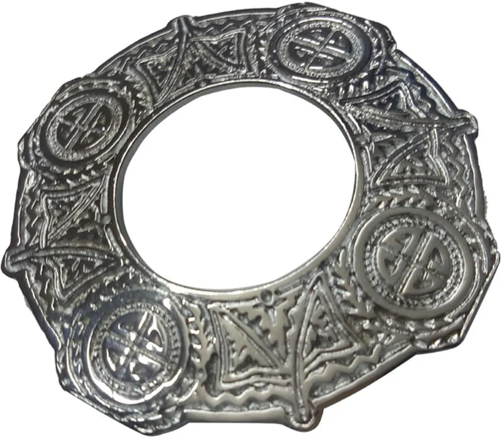 AAR Scottish Brooches Design Chrome Finish Pin Fly Plaid Highland Klit Size 3"