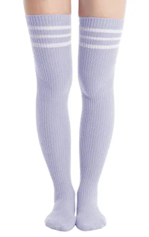 Abodhu Womens Thigh High Socks Extra Long, Over Knee Socks for Women, Striped Knit Long Tall Stockings, Cosplay Casual Socks
