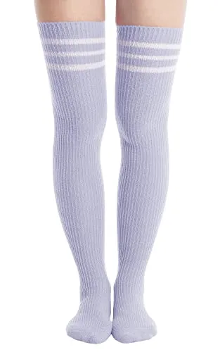 Abodhu Womens Thigh High Socks Extra Long, Over Knee Socks for Women, Striped Knit Long Tall Stockings, Cosplay Casual Socks