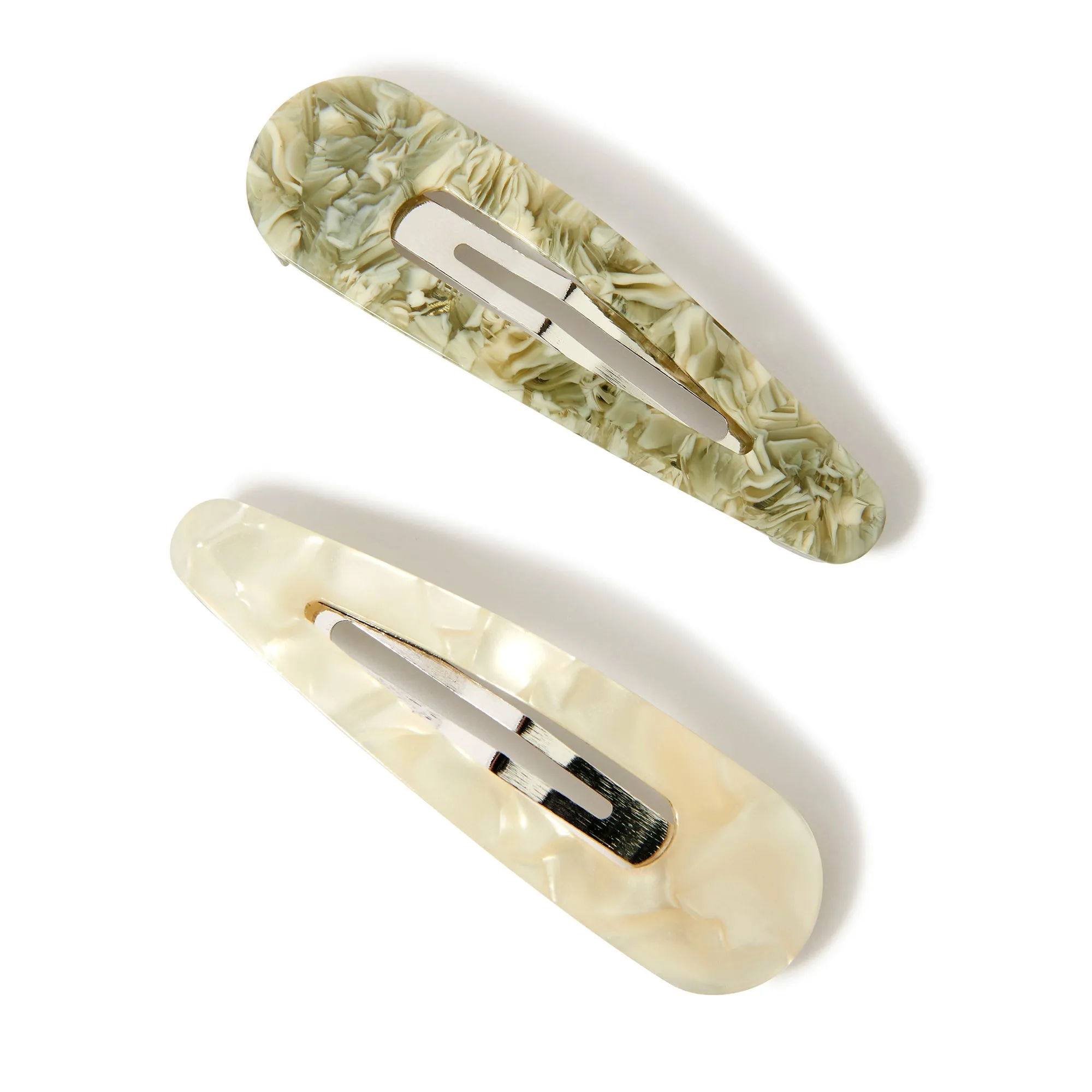 Accessorize London Women'S Khaki Set of 2 Marble Snap hair Clips