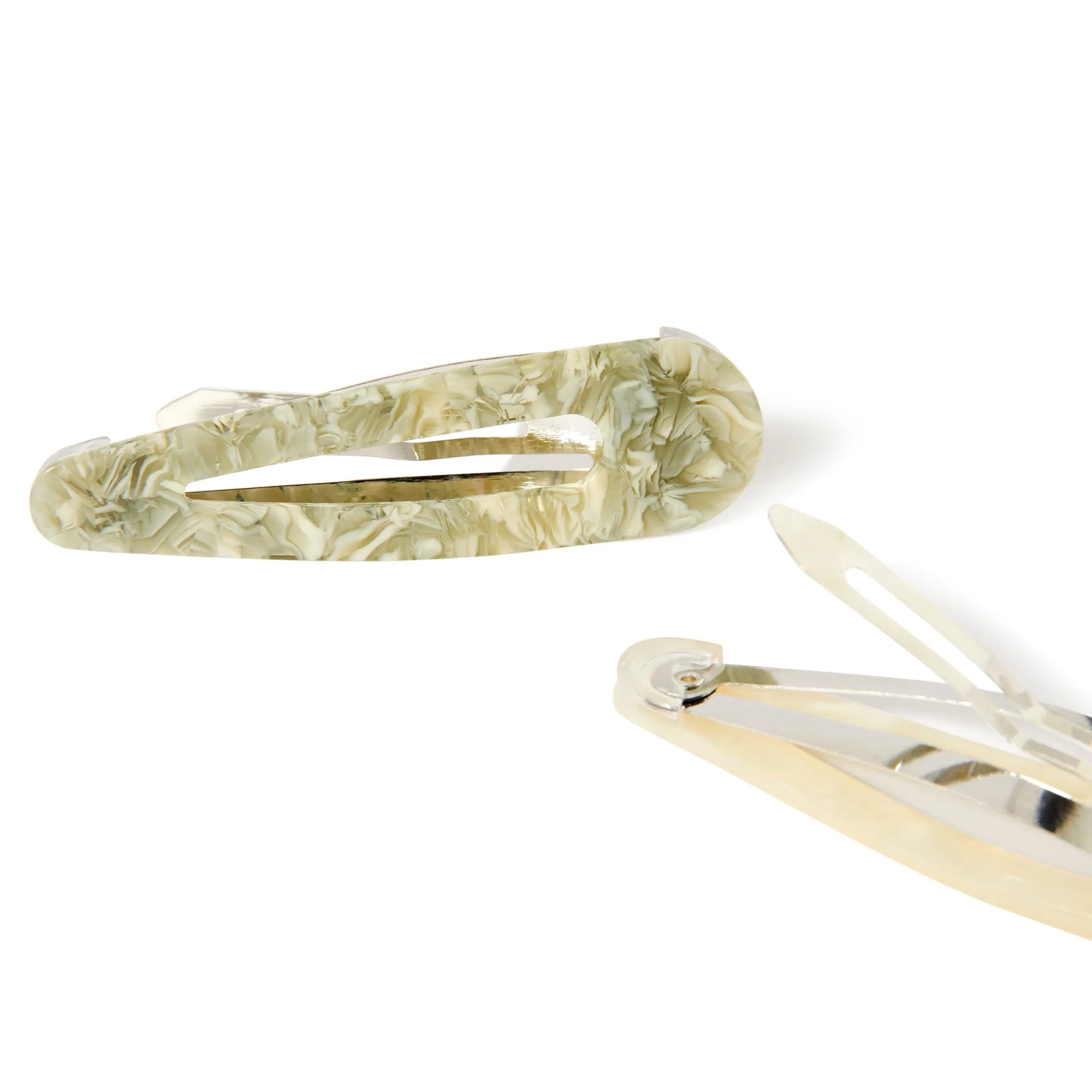 Accessorize London Women'S Khaki Set of 2 Marble Snap hair Clips