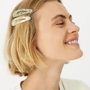 Accessorize London Women'S Khaki Set of 2 Marble Snap hair Clips