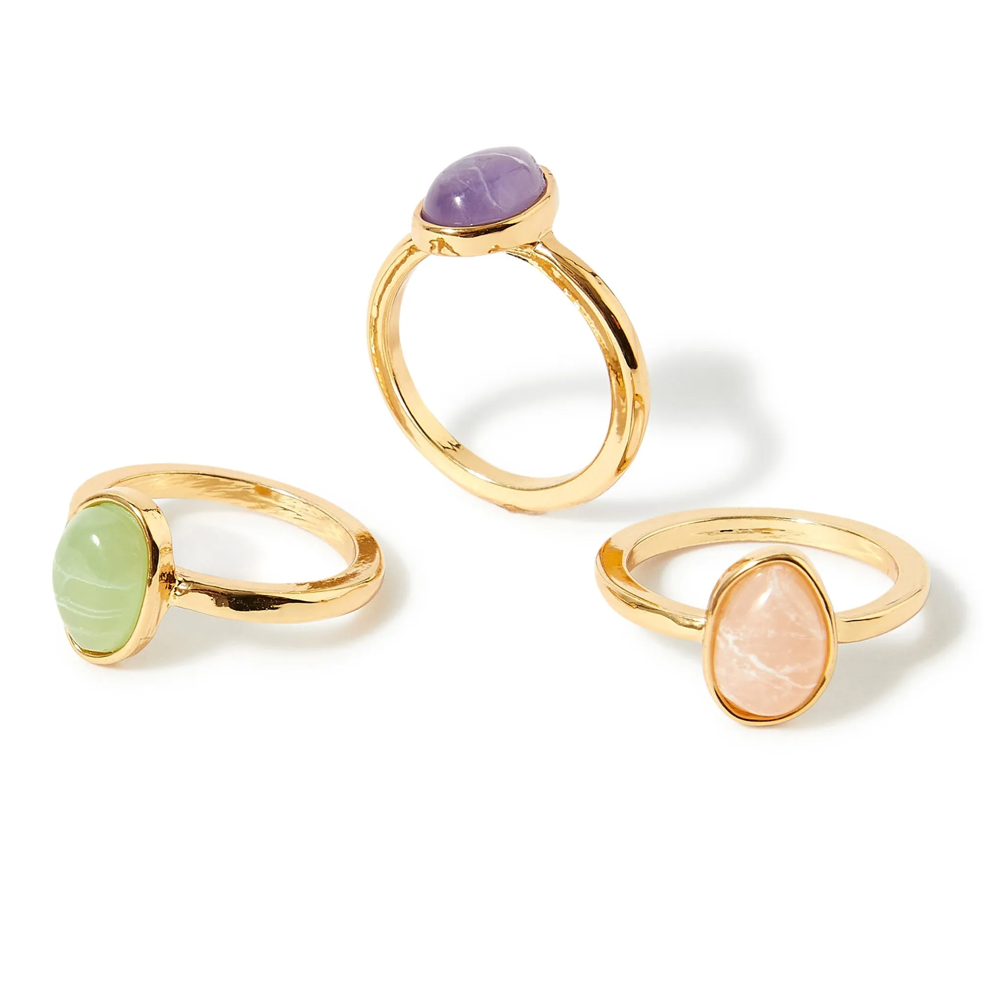 Accessorize London Women's Multi Celestial Set of 3 Stones Rings Small