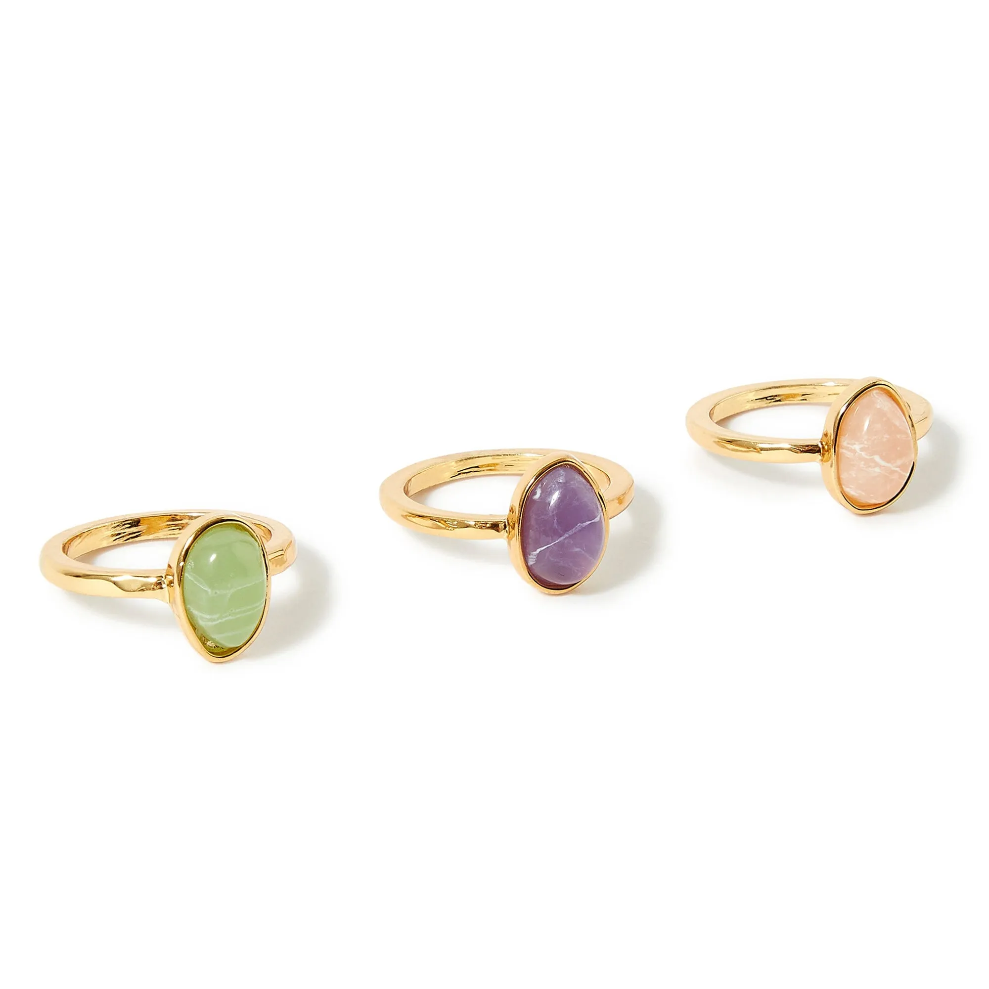 Accessorize London Women's Multi Celestial Set of 3 Stones Rings Small