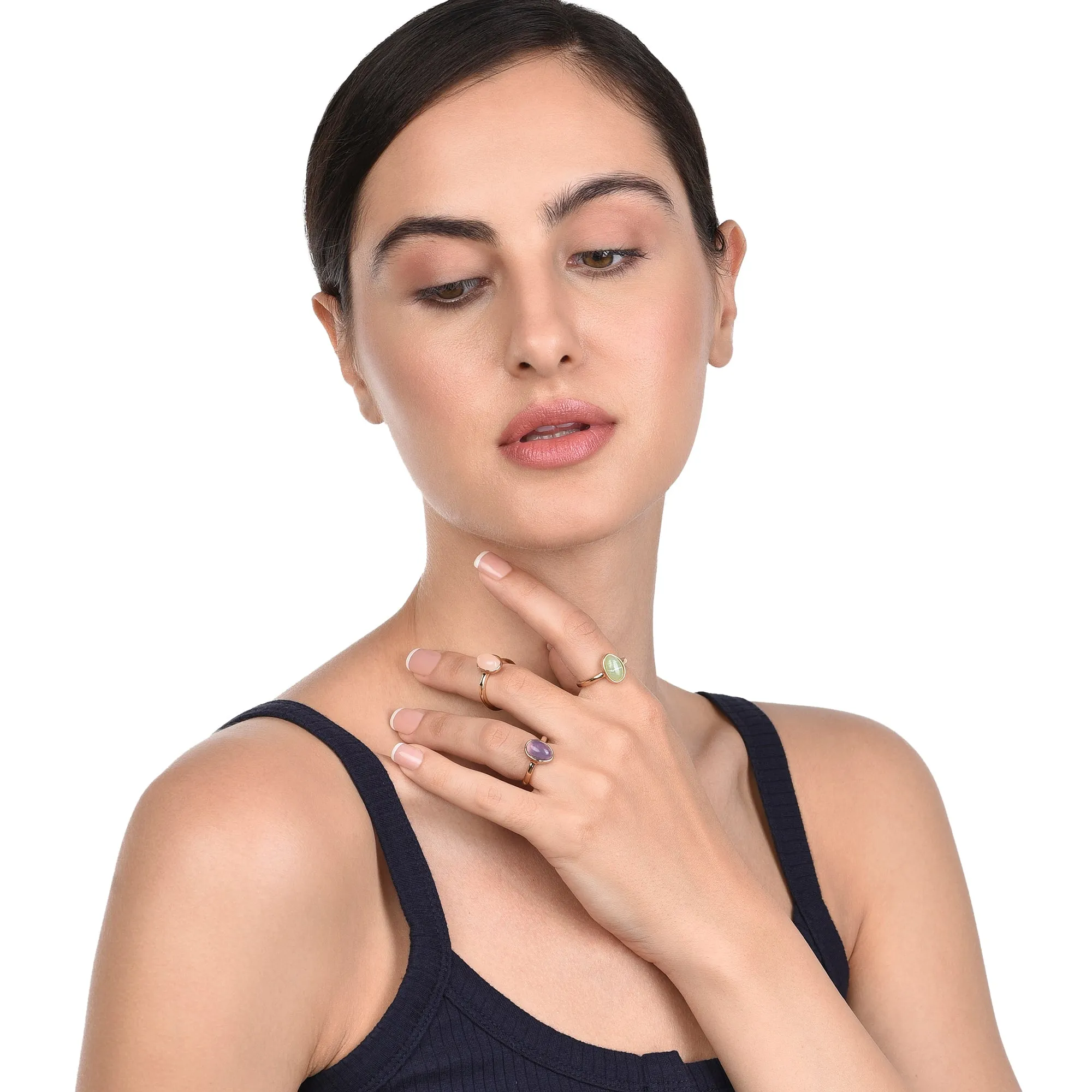Accessorize London Women's Multi Celestial Set of 3 Stones Rings Small