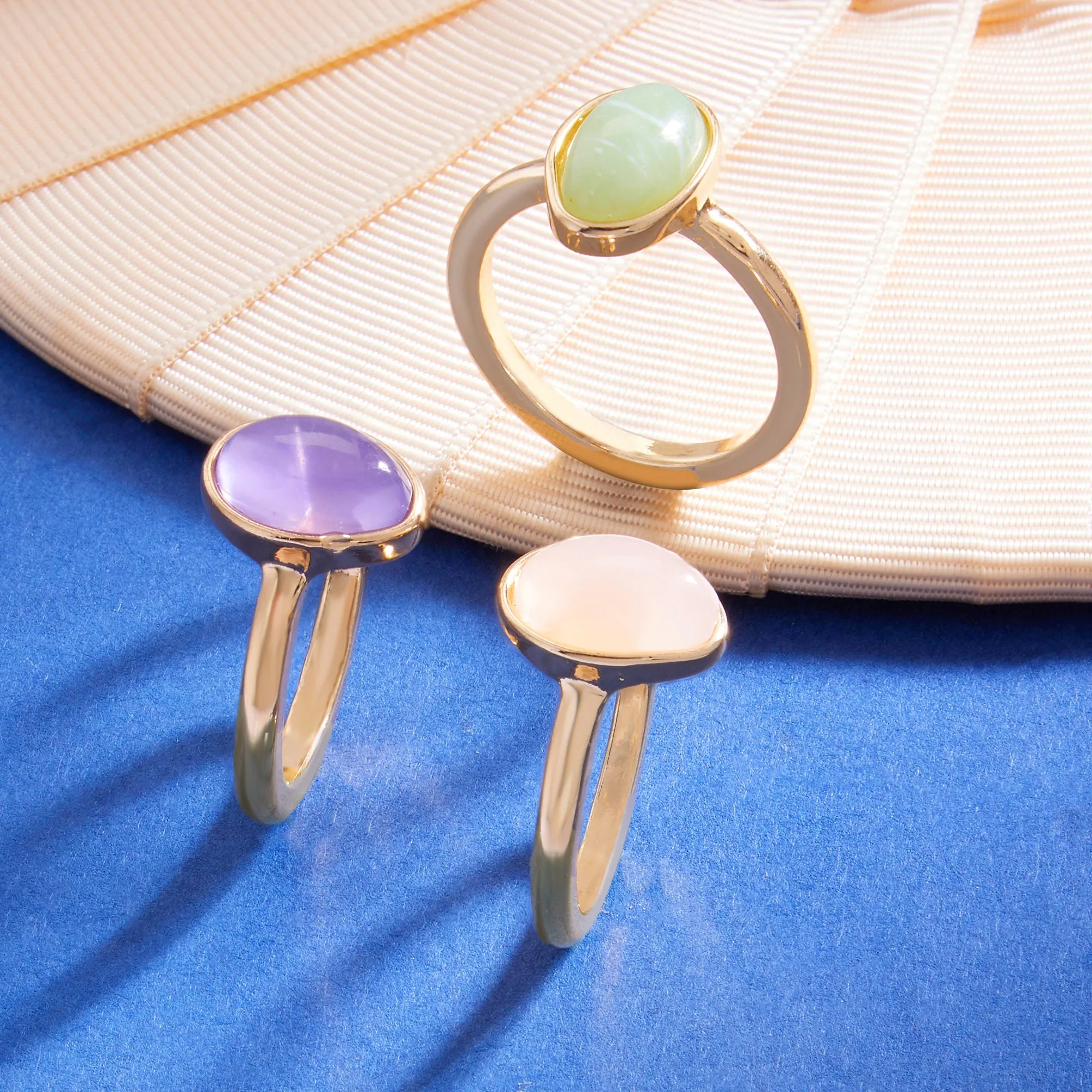 Accessorize London Women's Multi Celestial Set of 3 Stones Rings Small