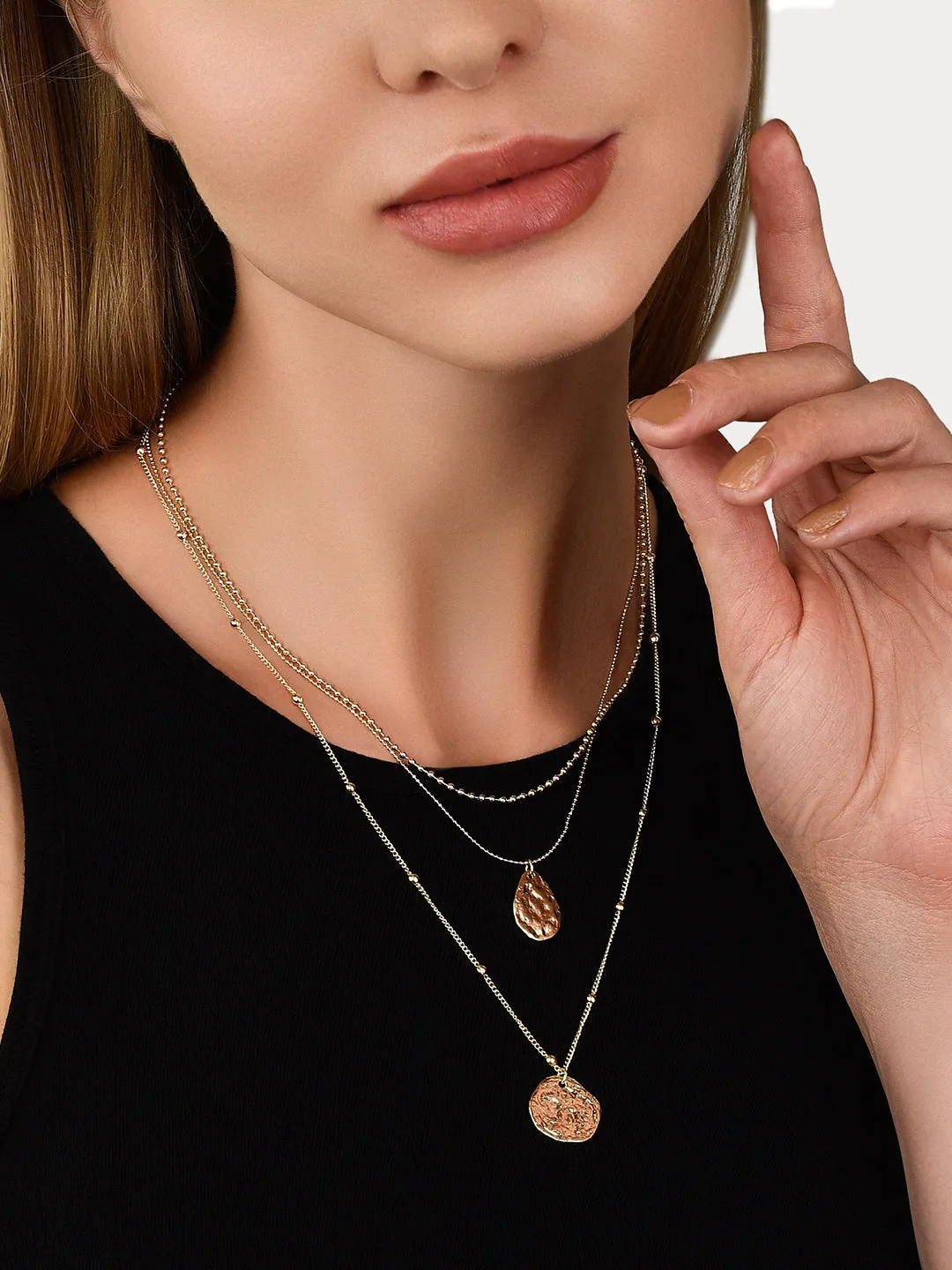 Accessorize London Women's Pack of 2 Coin Layered Pendant Necklace