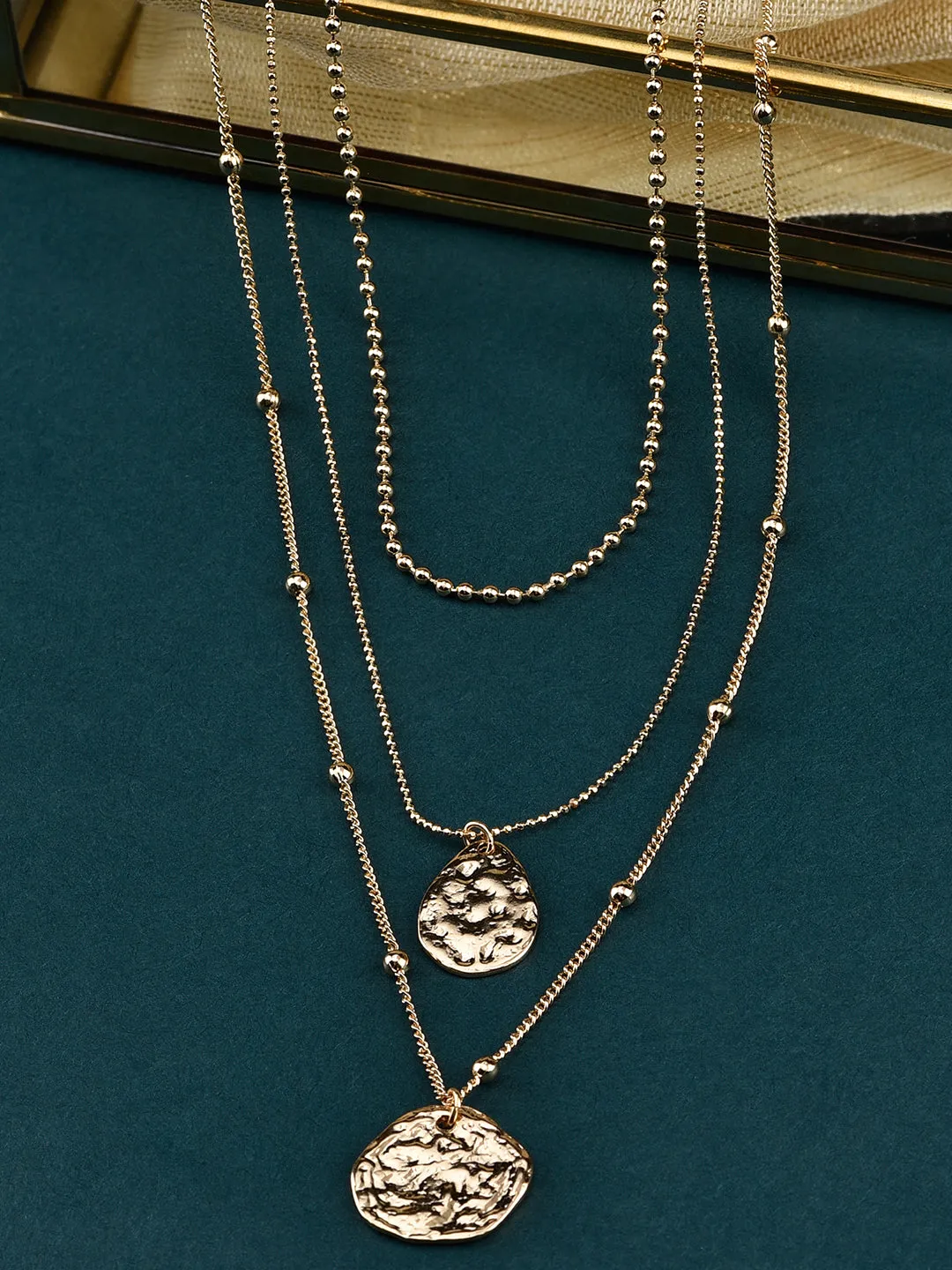 Accessorize London Women's Pack of 2 Coin Layered Pendant Necklace