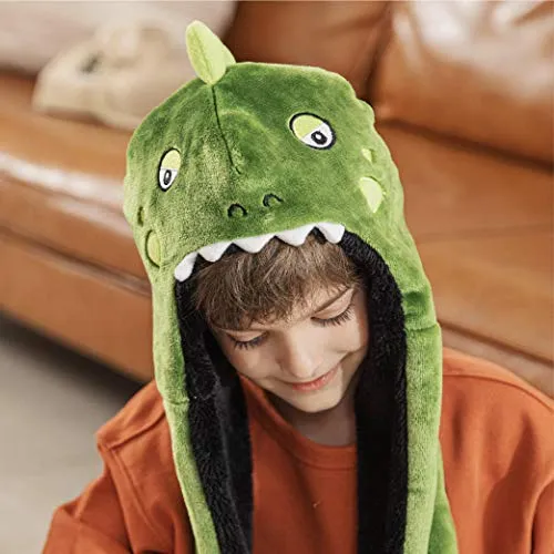 accsa Kid Girl 3-in-1 Hoodie Hat with Long Paw Scarf Mitten Combo Green 6-14Y