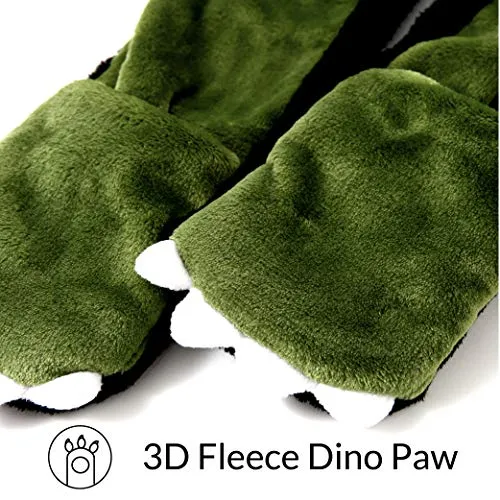 accsa Kid Girl 3-in-1 Hoodie Hat with Long Paw Scarf Mitten Combo Green 6-14Y