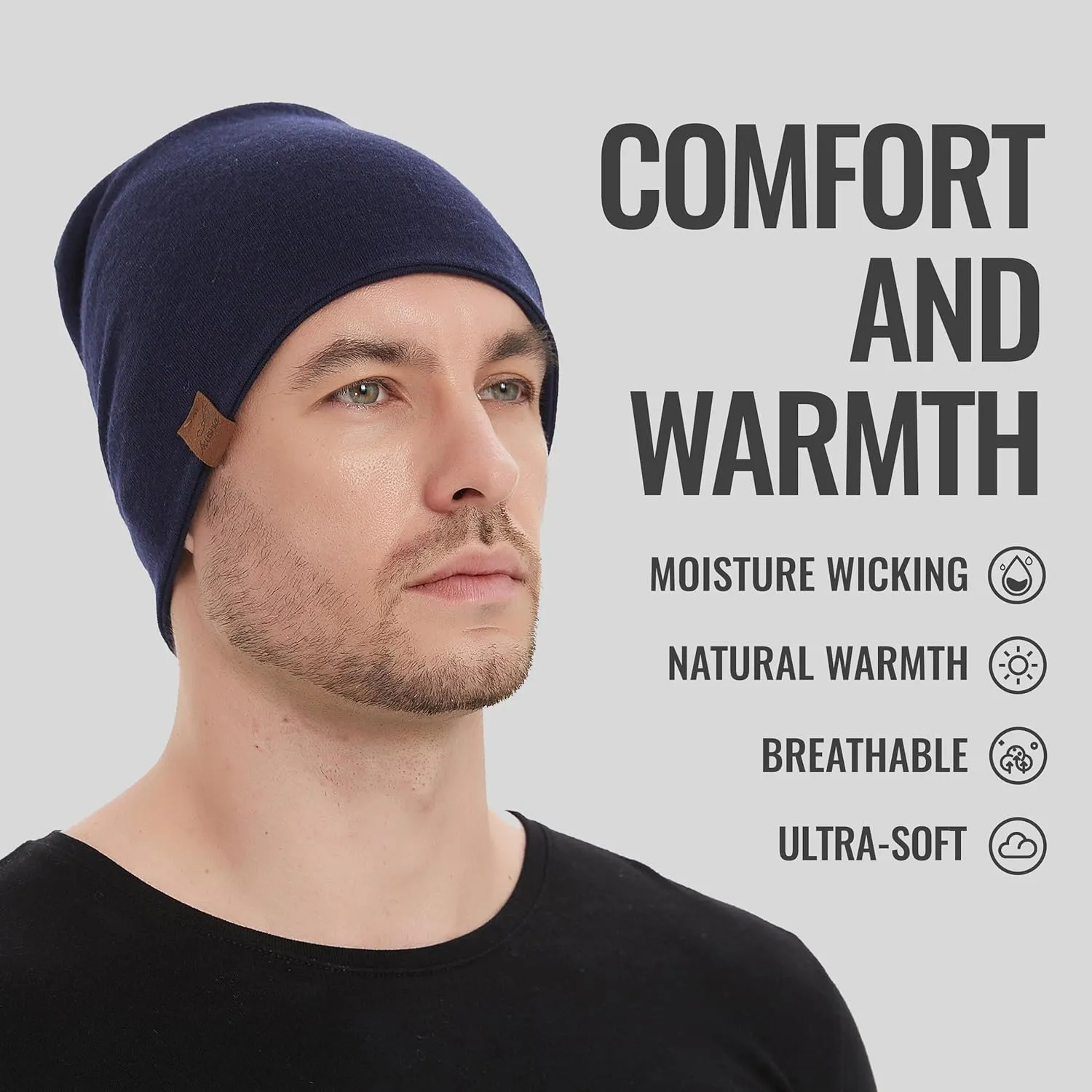 ACUSHLA 100% Merino Wool Cuff Beanie for Men & Women Knitted Winter Hat Unisex Watch Cap Skull Wrap for Cold Weather