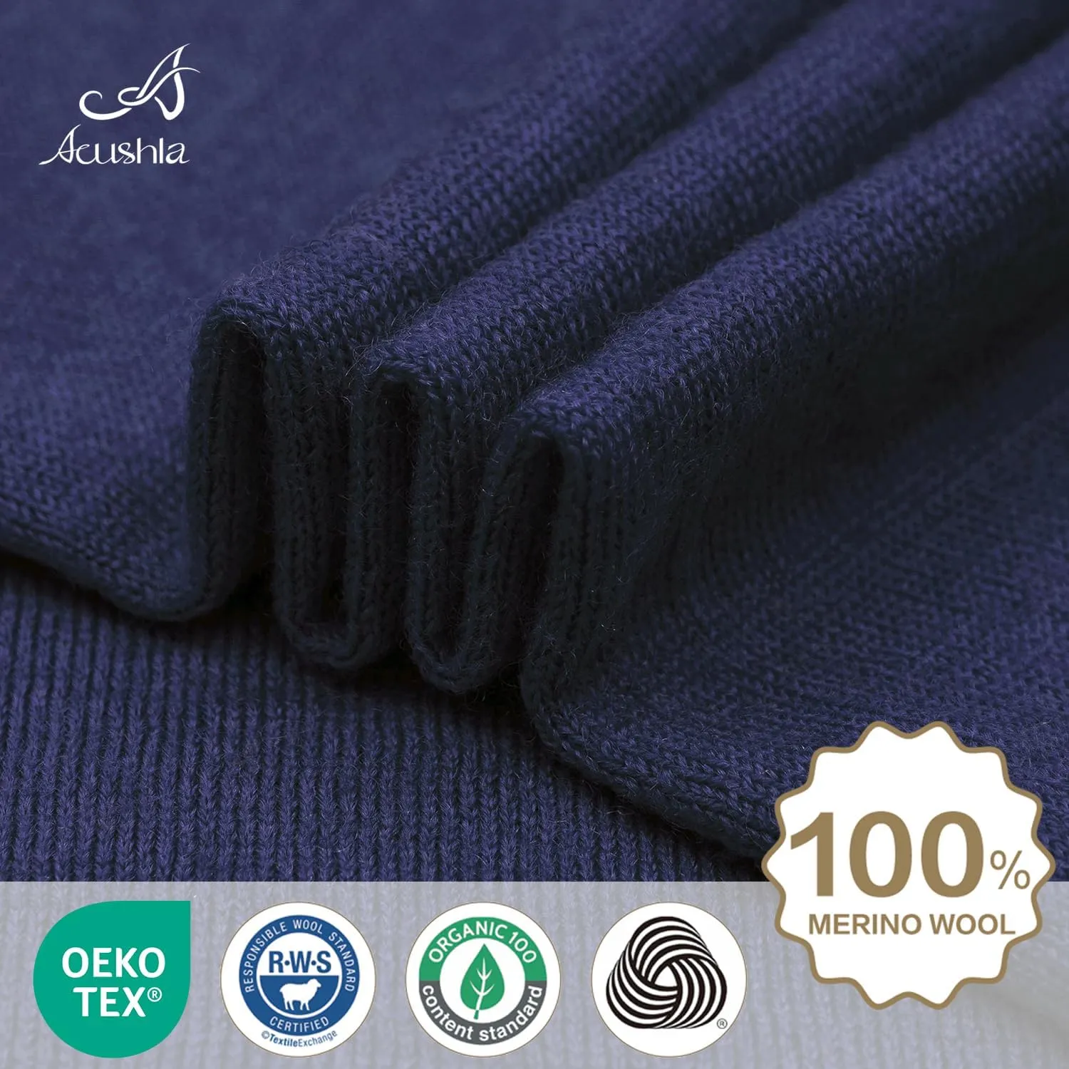 ACUSHLA 100% Merino Wool Cuff Beanie for Men & Women Knitted Winter Hat Unisex Watch Cap Skull Wrap for Cold Weather