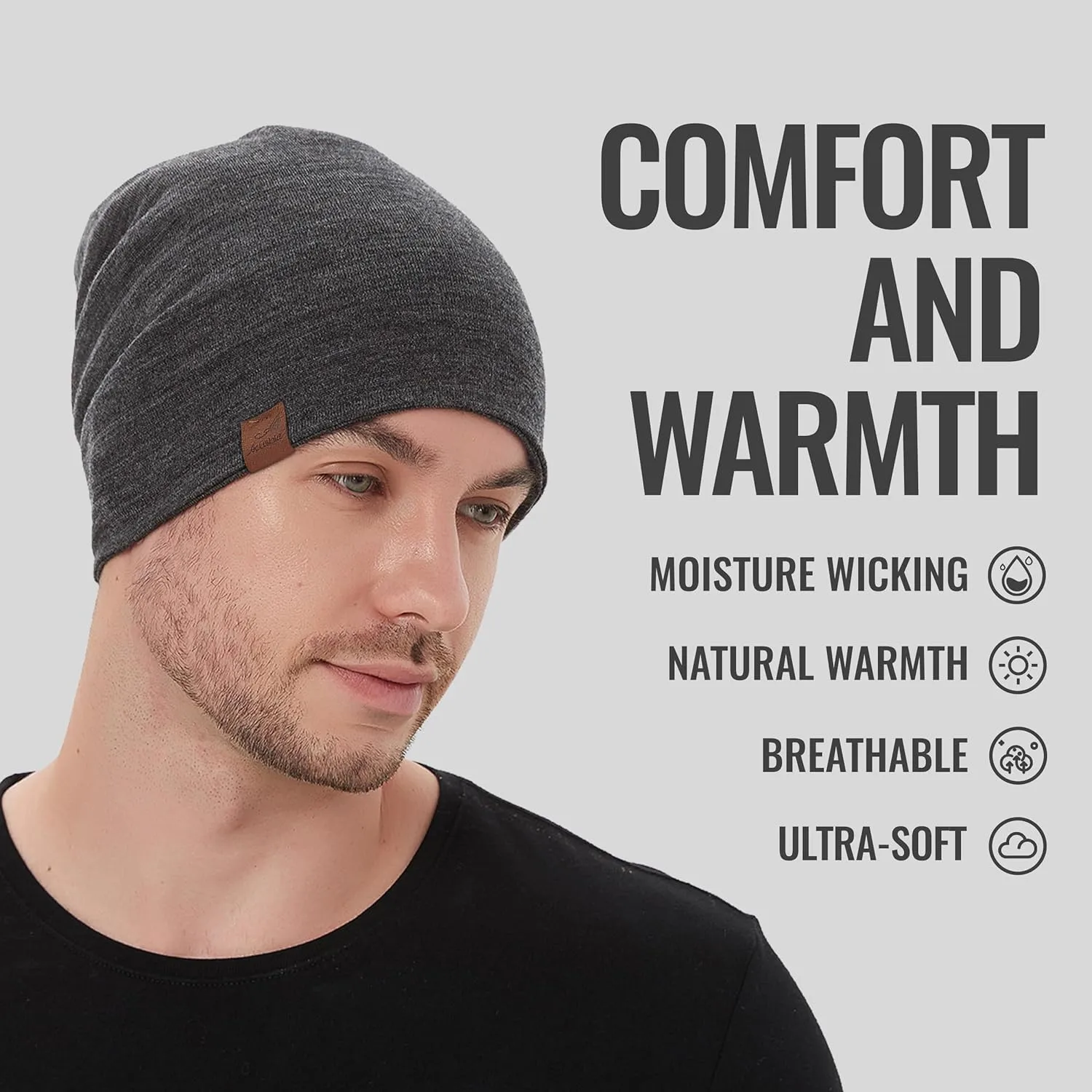 ACUSHLA 100% Merino Wool Cuff Beanie for Men & Women Knitted Winter Hat Unisex Watch Cap Skull Wrap for Cold Weather