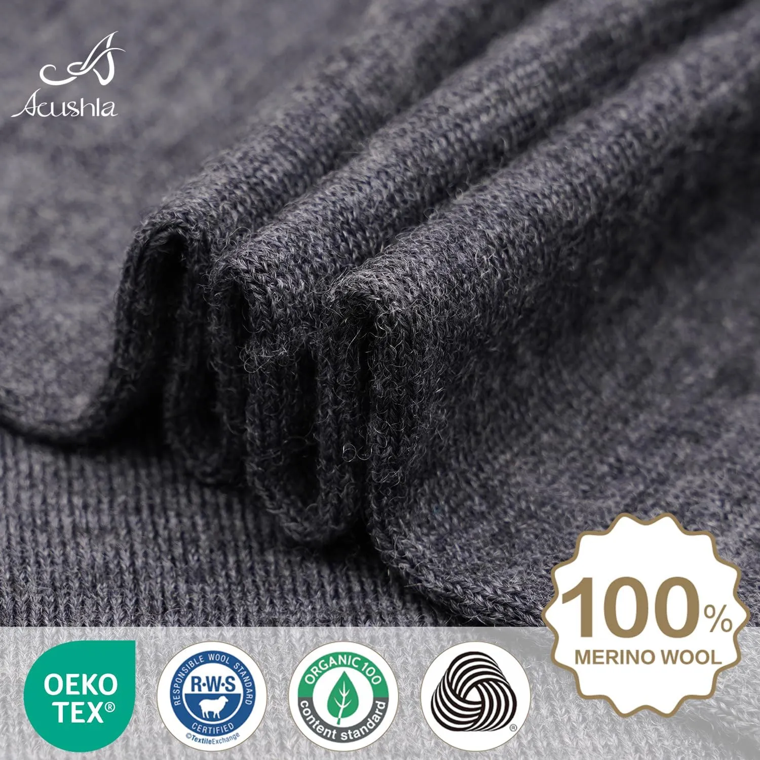 ACUSHLA 100% Merino Wool Cuff Beanie for Men & Women Knitted Winter Hat Unisex Watch Cap Skull Wrap for Cold Weather