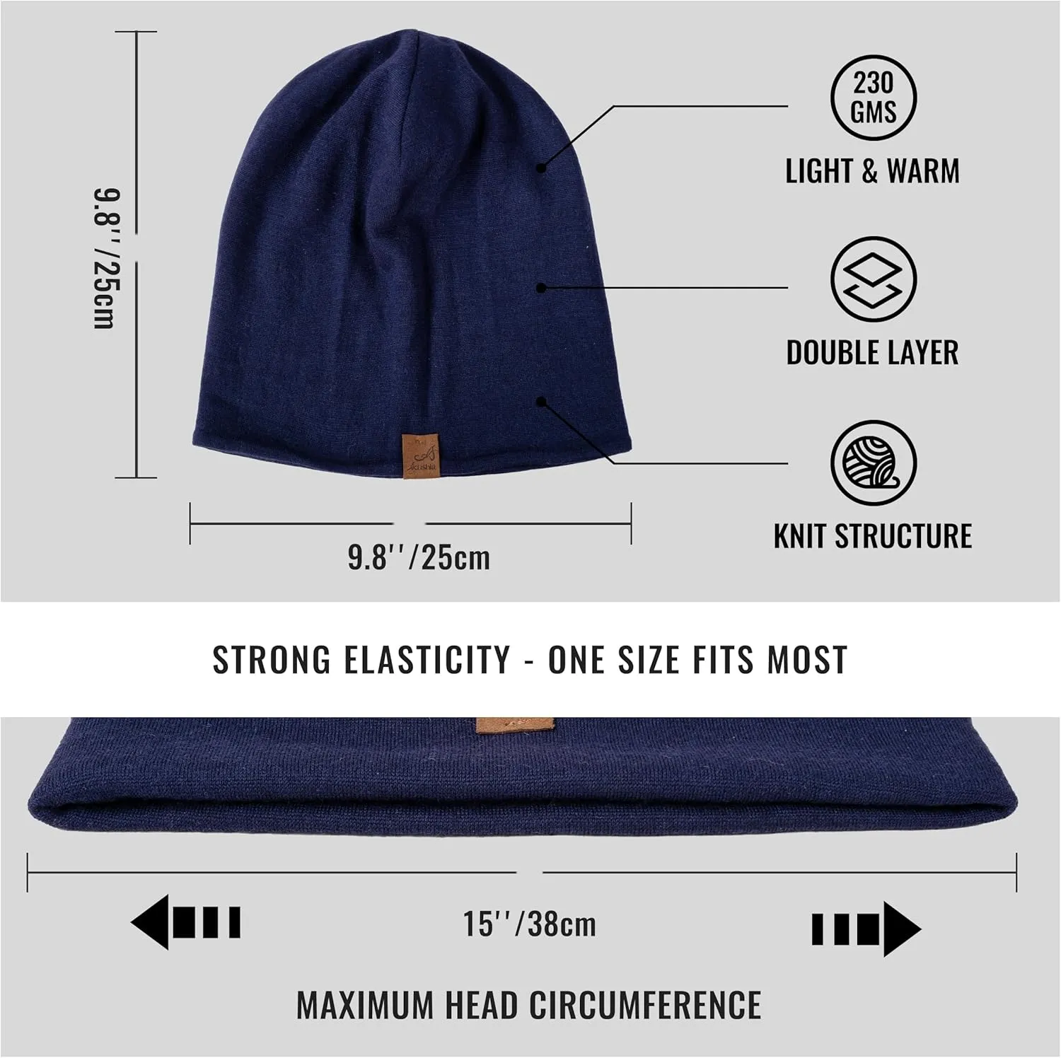 ACUSHLA 100% Merino Wool Cuff Beanie for Men & Women Knitted Winter Hat Unisex Watch Cap Skull Wrap for Cold Weather