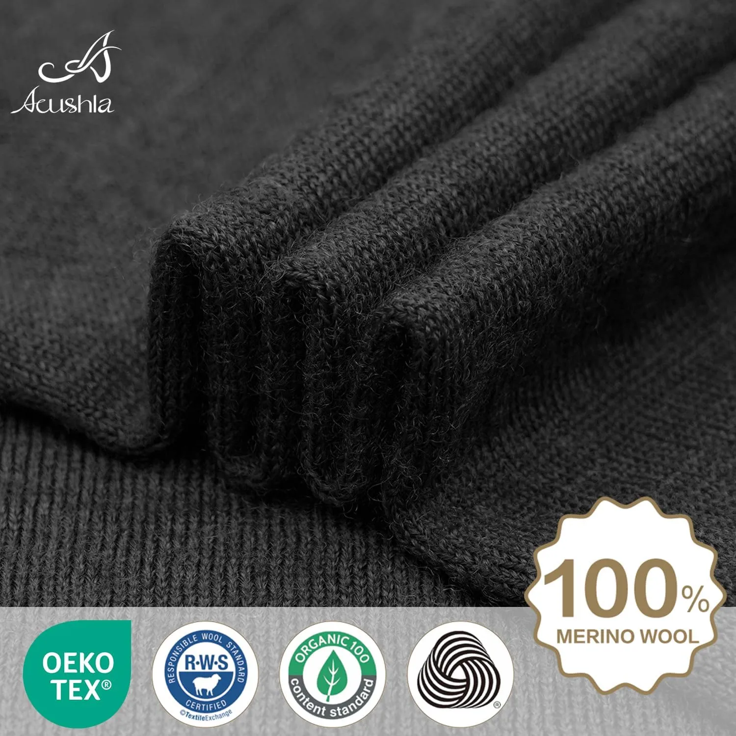 ACUSHLA 100% Merino Wool Cuff Beanie for Men & Women Knitted Winter Hat Unisex Watch Cap Skull Wrap for Cold Weather