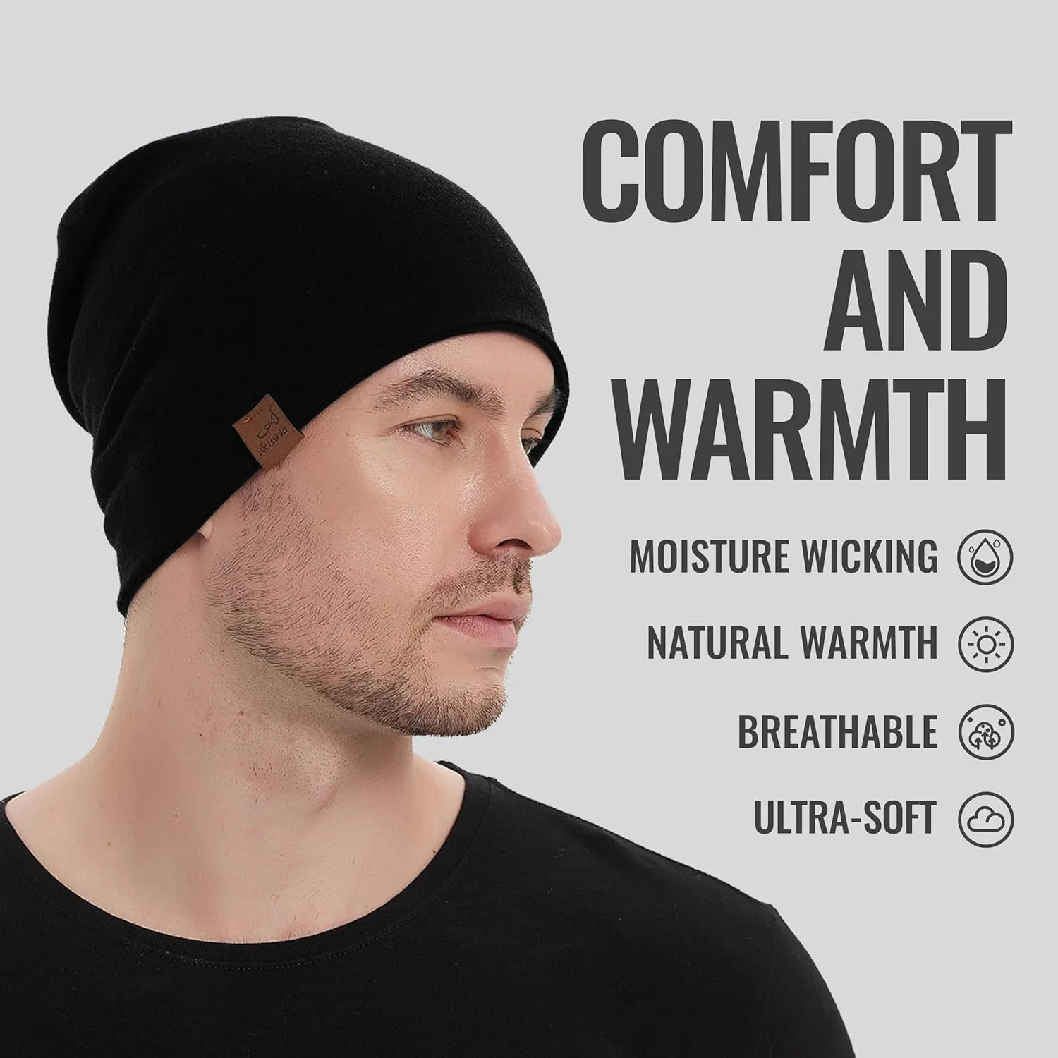 ACUSHLA 100% Merino Wool Cuff Beanie for Men & Women Knitted Winter Hat Unisex Watch Cap Skull Wrap for Cold Weather