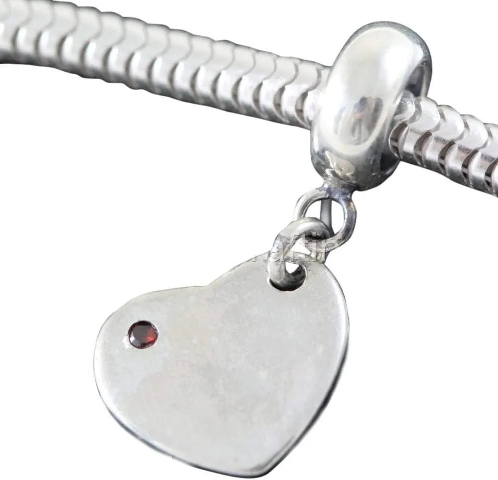 Adabele 1pc Solid Sterling Silver Hypoallergenic Heart Charm Forever Love Charm Compatible with Pandora All Other Charm Bracelet Necklace Women Jewelry EC354