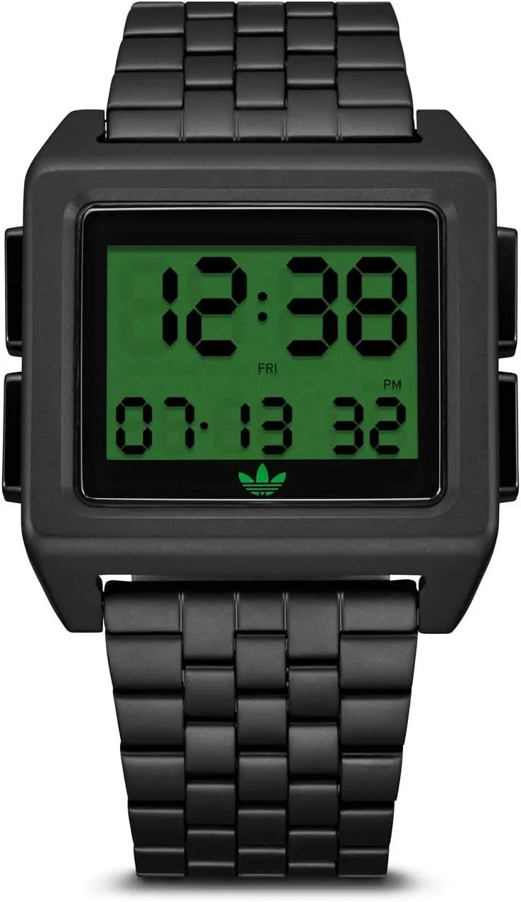 adidas Watches Archive_M1. Men's 70's Style Stainless Steel Digital Watch with 5 Link Bracelet (36 mm).