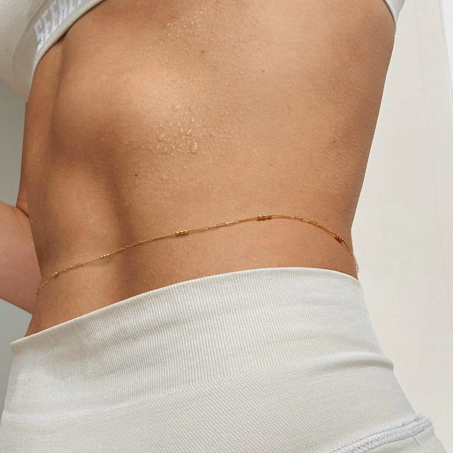 Adjustable 18k Gold Waist Chain, Beach Bikini Body Chain, Handmade Belly Chain