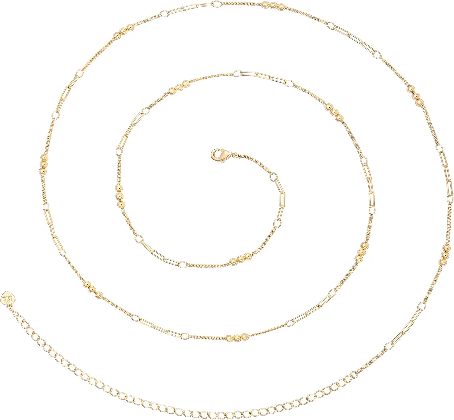 Adjustable 18k Gold Waist Chain, Beach Bikini Body Chain, Handmade Belly Chain