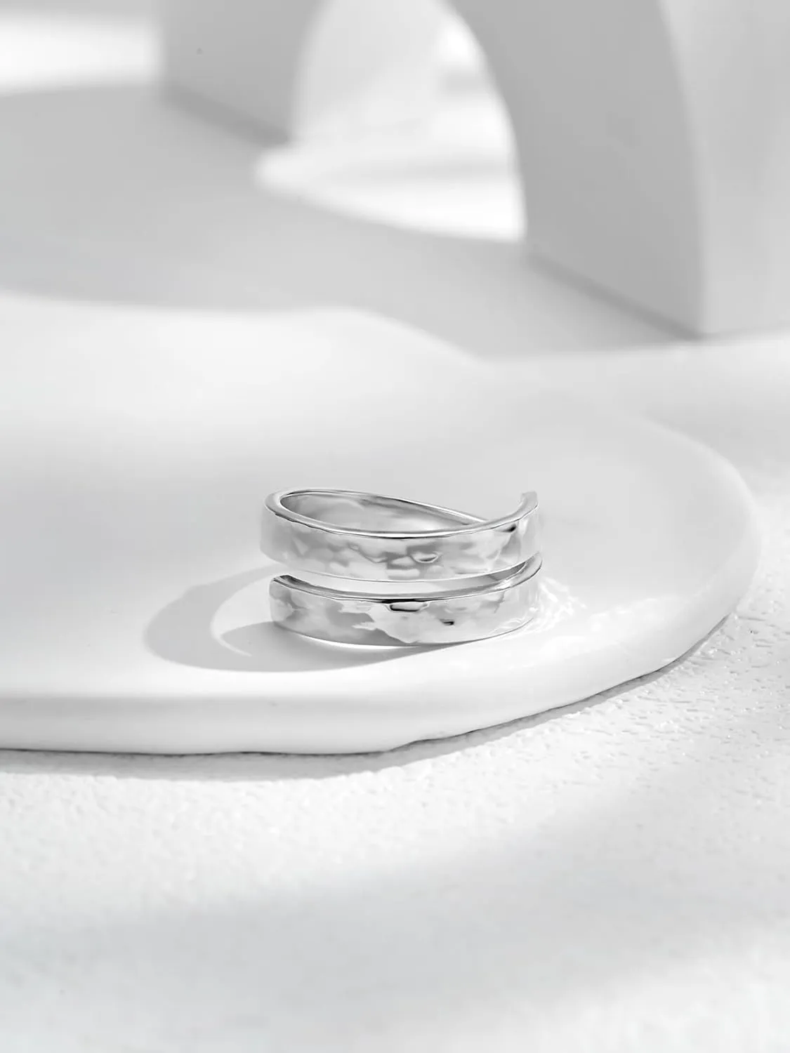 Adjustable Rings for Women,Sterling Silver Rings,Handmade Hammered Adjustable Thumb Women Rings Silver (9)