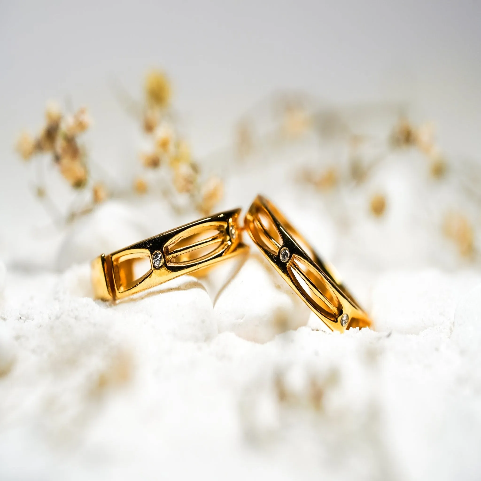 Adjustable Silver Yellow Gold Elegant Open-Pattern Band For Couple