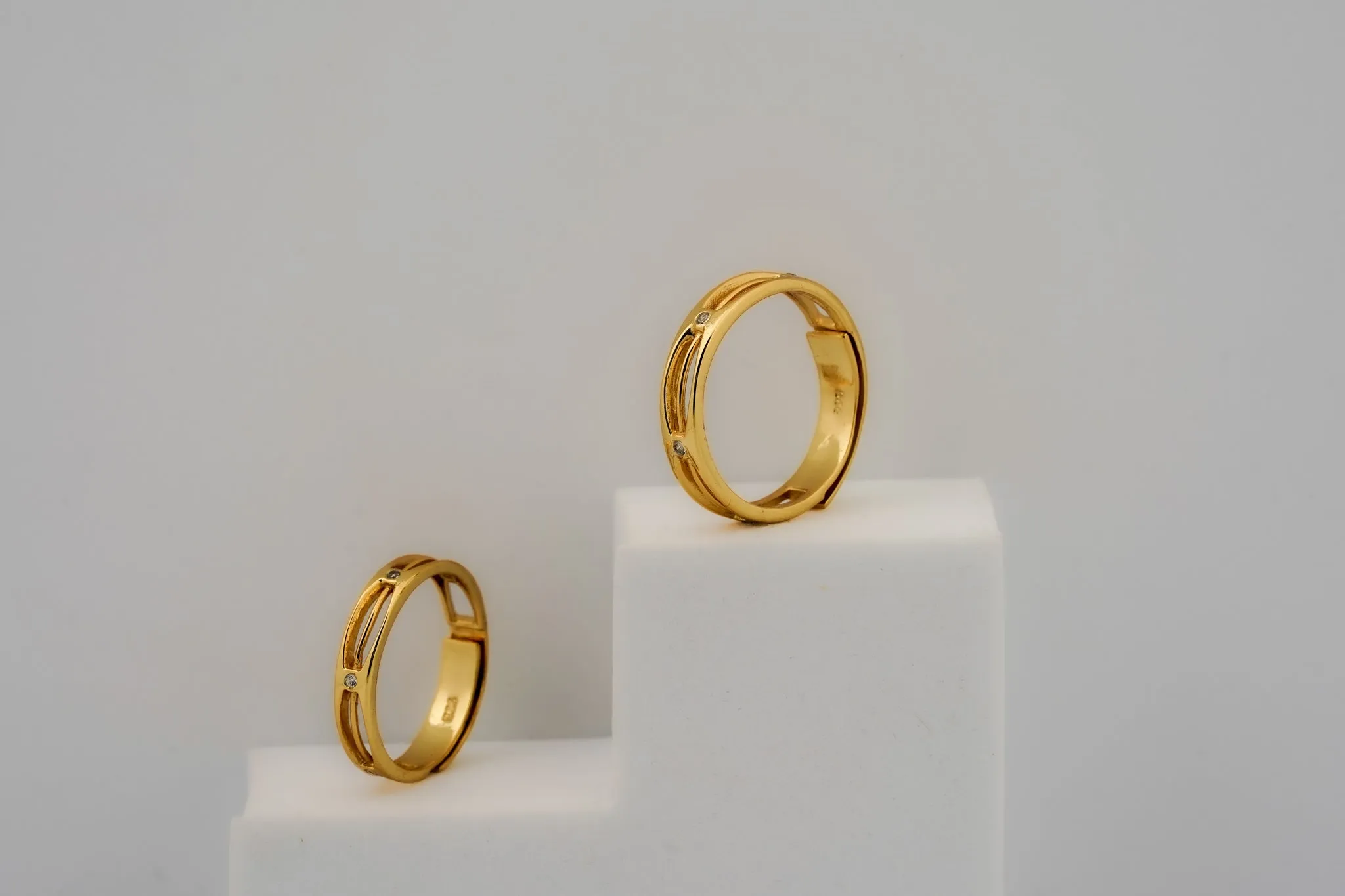 Adjustable Silver Yellow Gold Elegant Open-Pattern Band For Couple