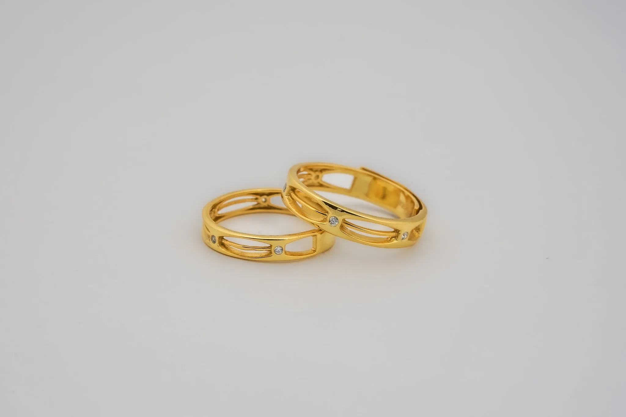 Adjustable Silver Yellow Gold Elegant Open-Pattern Band For Couple