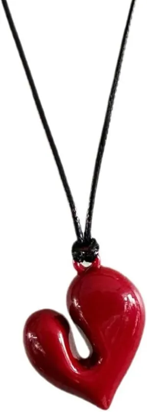 Adjustable Wax Cord Neck Jewelry, Eye Catching Adjustable Neckchain Heart, Necklace for Youthful Fashion Lover