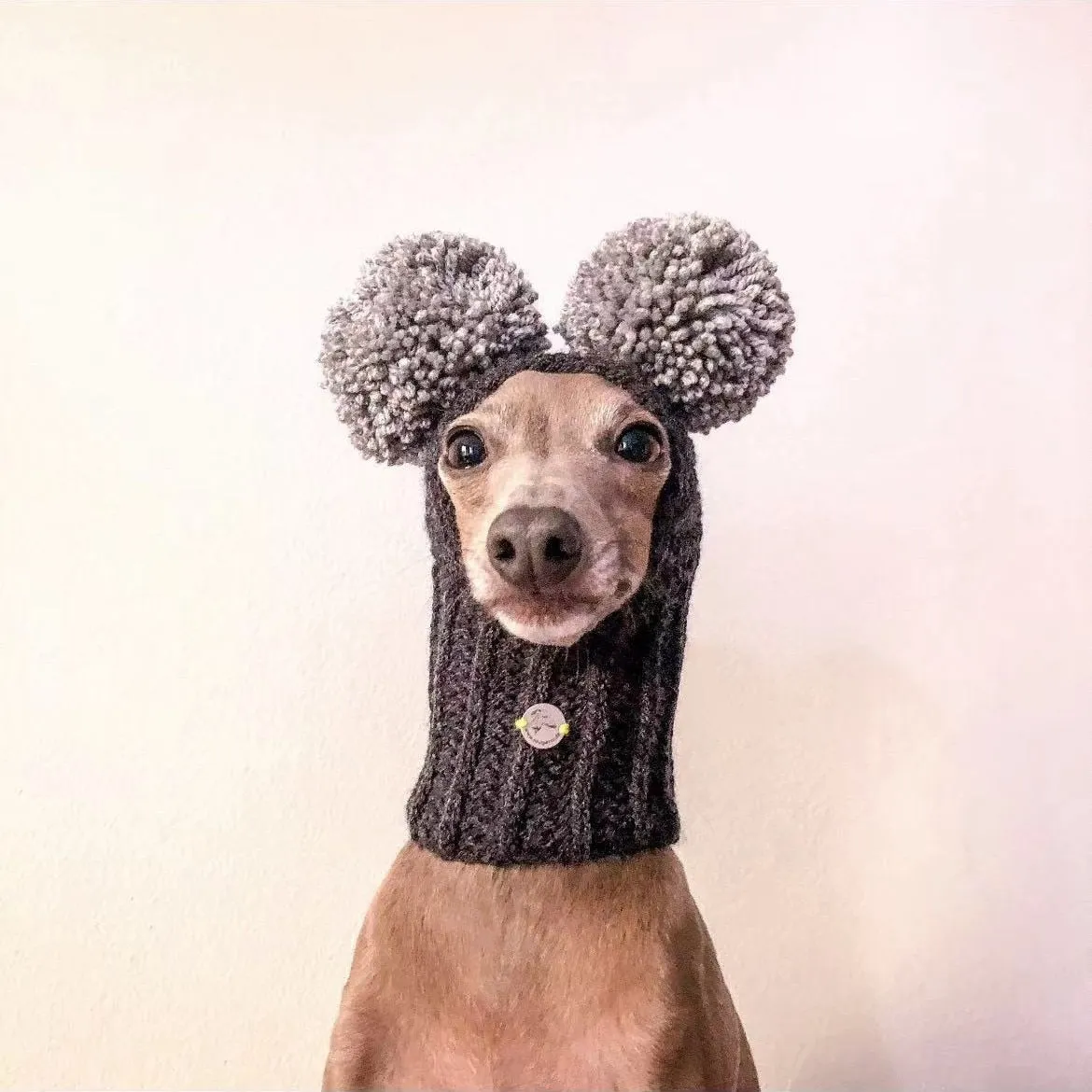 Adorable Hand-Woven Italian Greyhound Hat with Two Pom-Poms | Pet Hats Collection