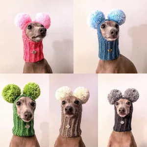 Adorable Hand-Woven Italian Greyhound Hat with Two Pom-Poms | Pet Hats Collection