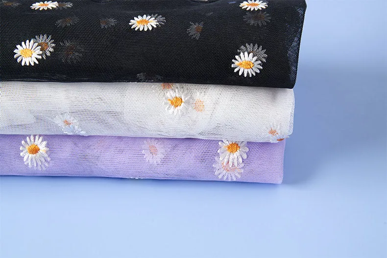 Aesthetic Japanese daisy transparent t-shirt with mesh bottoming shirt