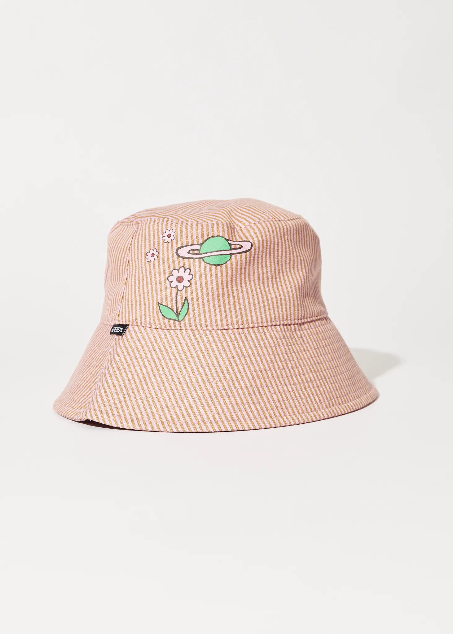 AFENDS Unisex Night Shade - Bucket Hat - Mustard Stripe